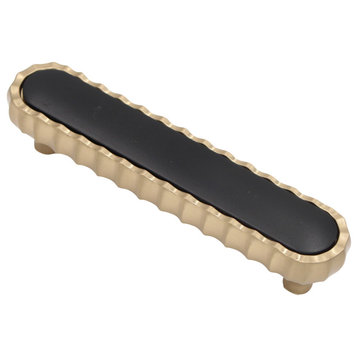 Metal Meld Fluted Pull, Satin Brass With Matte Black Inlay