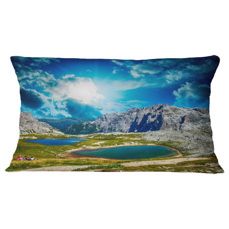 Sunset Over Alpine Lakes Landscape Photography Throw Pillow, 12"x20"