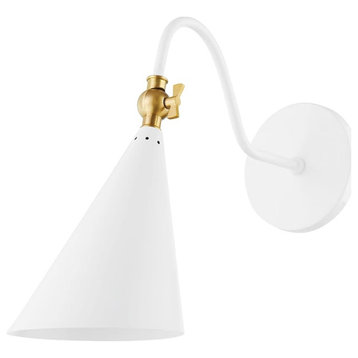 Mitzi H285101 Lupe 1 Light 12" Tall Bathroom Sconce - Aged Brass / Soft White
