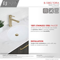 STYLISH Single Handle Modern Bathroom Faucet Basin Sink Faucet, Gold Finish