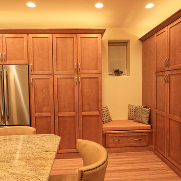 Warm Maple Kitchen Remodel | Extended Storage Wall & Cozy Built-In Seating