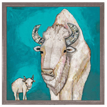 "White Buffalo Baby" Mini Framed Canvas Art by Eli Halpin