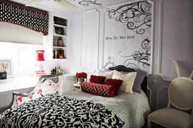 Inspiration for a small eclectic girl kids' room remodel in Orange County with purple walls