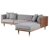 Kardiel Woodrow Neo Classic Sofa Sectional, Gray, Right Facing
