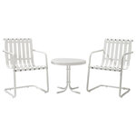 Crosley - Gracie 3-Piece Metal Outdoor Conversation Seating Set, Alabaster White - Prepare to be swept back in time in the new Gracie conversation set from Crosley. This three piece set features two of our retro-inspired Gracie chairs, designed to gently bounce away the frustrations of your day. Made of durable steel, the chair is expertly powder coated to withstand whatever the elements can throw at it. A matching metal table completes the set.