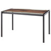 Live Edge Contemporary Table, Black Steel With Printed Glass Top