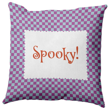 Halloween Spooky Checks Indoor/Outdoor Throw Pillow, Orchid, 20"x20"