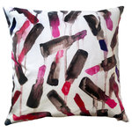 KAHRI - Lipstick Drip PIllow - Digitally printed original artwork by KahriAnne Kerr of Lipstick Drip on cotton/linen fabric with an invisible zipper closure.  Front and back are printed.  Size 16" x 16".  Pillow insert not included.