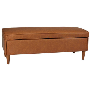 Atley Upholstered Modern Bench With Storage and Solid Wood Legs