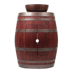 Premier - Wine Barrel Vanity Package with 15" Round Vessel Sink - Cabernet Finish - Bathroom Vanities And Sink Consoles