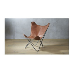 1938 tobacco leather butterfly chair | CB2 - Dining Chairs
