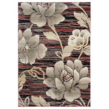 Bay Side BS3587 Multi-Colored Floral Area Rug, Rectangular 6'7"x9'6"