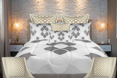 Gray scallops and Moroccan Geo Bedroom Collection