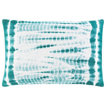 Suji SJI-002 Pillow Cover, Teal/White, 14"x22", Pillow Cover Only