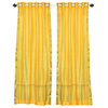 Yellow Ring Top  Sheer Sari Cafe Curtain / Drape / Panel  - 43W x 36L - Piece