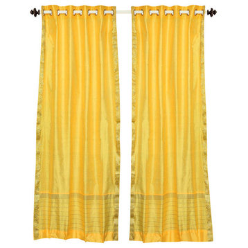 Yellow Ring Top  Sheer Sari Curtain / Drape / Panel   - 60W x 84L - Piece
