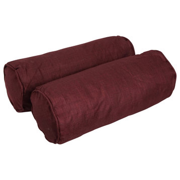 20"X8" Double-Corded Polyester Bolster Pillows With Inserts, Set of 2, Merlot