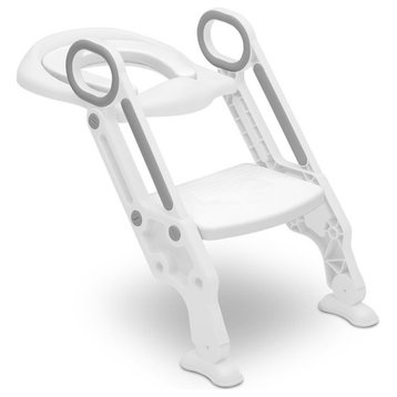 Delta Children Kid Size Plastic Toddler Potty Training Ladder Seat in Gray/White