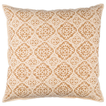 D'orsay by Surya Poly Fill Pillow, Beige/Camel, 18' x 18'