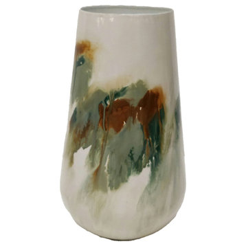 Iron,13"h,colored Stained Vase,white