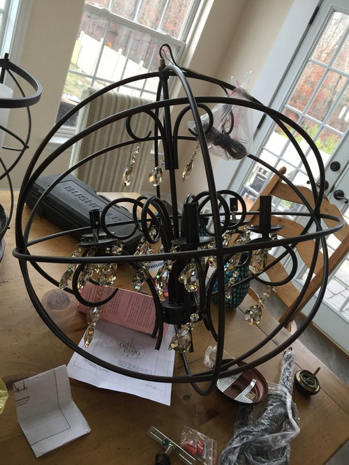 Off center junction box/chandelier