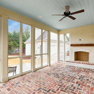 back porch - screeed with brick pavers and wood burning fireplace