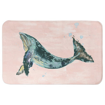 Teal Whale On Pink 21x34 Bath Mat