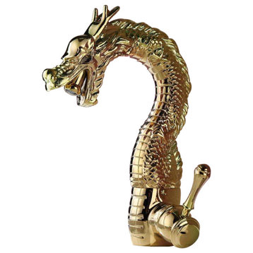 Polished Gold Single Handle Dragon Lavatory Faucet
