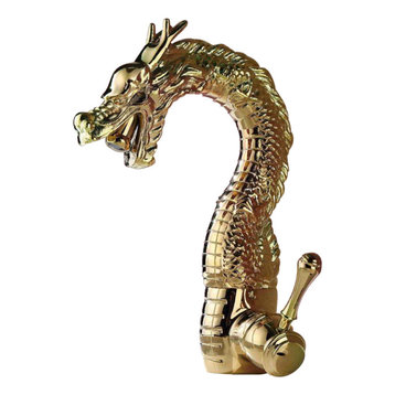 Polished Gold Single Handle Dragon Lavatory Faucet