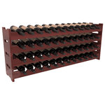 Wine Racks America - 48-Bottle Scalloped Wine Rack, Redwood, Cherry + Satin - Stack four cases of wine in a decorative 48 bottle rack using pressure-fit joints for easy assembly. This rack requires no hardware, no tools, and is ready to use as soon as it arrives. Makes for a perfect gift and stores wine on any flat surface.