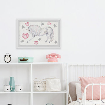 "Curly Unicorn" Framed Painting Print