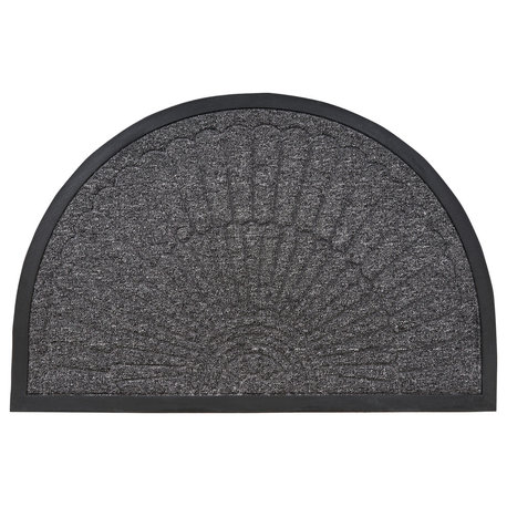 Superio Half Circle Non-Slip Large Shell Coir Doormat, Grey Color.