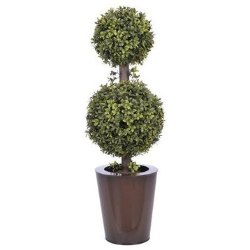 Artificial Double Ball Boxwood Topiary in Dark Copper Zinc