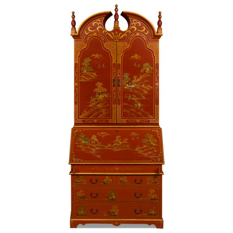 Chinoiserie French Motif Oriental Secretaire Desk - FREE Inside Delivery