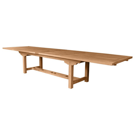 43"x98-127-157" Double Rectangular Extension Table Extra Thick Wood