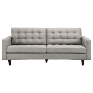 Modway Empress Modern Upholstered Fabric Tufted Sofa in Light Gray