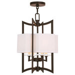 Livex Lighting - Livex Lighting 50703-67 Woodland Park - Four Light Foyer - Canopy Included: TRUE  Shade InWoodland Park Four L Olde Bronze Off-Whit *UL Approved: YES Energy Star Qualified: n/a ADA Certified: n/a  *Number of Lights: Lamp: 4-*Wattage:60w Candalabra Base bulb(s) *Bulb Included:No *Bulb Type:Candalabra Base *Finish Type:Olde Bronze