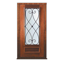 Pre-hung Single Door 80 Wood Mahogany Charleston 3/4 Lite - Front Doors