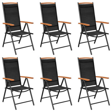 vidaXL Patio Dining Set Outdoor Dining Table and Chair 7 Piece Aluminum Black