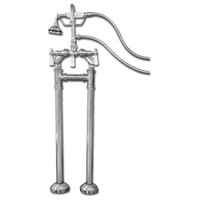 Freestanding H-Frame Supply Lines Faucet & Hand Held Shower Combo CR