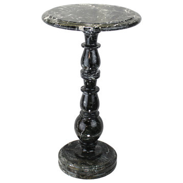 Natural Geo Black Marble Round End Accent Table