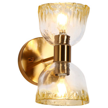 LNC 2-Light Modern Glam Gold Wall Sconce