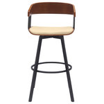 Armen Living - Athena 27" Swivel Walnut Wood Counter Stool Cream Faux Leather With Black Metal, 31 - Bring sophisticated style and comfort to your home with our Athena Upholstered Swivel Bar or Counter Stool. With bentwood construction, our bar stool features a stunningly streamlined and striking barrel back. Its sleek and eye-catching curves are complemented by an airy metallic frame and splayed legs for a stunning visual impact. An enveloping silhouette and padded seat promise a comfortable sit in a kitchen or lounge. Our barstool is available in both faux leather and high-performance fabric to best suit the daily wear and tear of your home. Expertly crafted from metal and engineered wood, the counter stool shows off a mixed material elegance to work well anywhere from your kitchen to a home office. It can complement a kitchen island, pub table, home bar, or adjustable desk, bringing a dose of style and comfort. Our modern bar stool comes with a wonderful 360-degree swivel with a smooth gliding system, allowing you to join conversations around the counter or work with ease and efficiency. The Athena swivel bar or counter stool easily incorporates into any home and is available in your choice of 27-inch or 31-inch seat height in a walnut wood finish with black, cream, and gray faux leather upholstery or a black wood finish with your choice of light gray or blue fabric or gray faux leather upholstery.