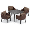 Salino 5-Piece Dining Table Set, Eiland Table, Carbon and Sable, Toast