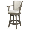 Williams Swivel Bar and Counter Stool with Armrests, Natural White Linen, Counter Height