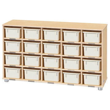 TrueModern Twenty-Cubbie Shelf - with White Cubbie-Trays