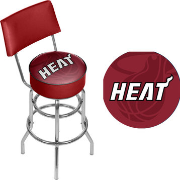 NBA Swivel Bar Stool With Back, Fade, Miami Heat