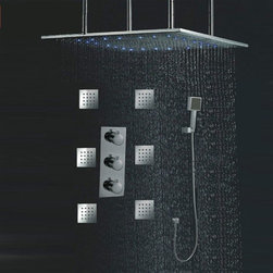 Juno 24"LED Rain Shower Head Thermostatic Shower Valve Set - Showerheads And Body Sprays