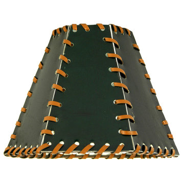 7W X 5H Faux Leather Green Hexagon Shade