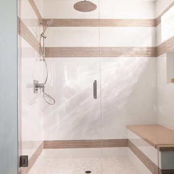 Refreshing Blue & White Master Bathroom Remodel in Torrance, CA.